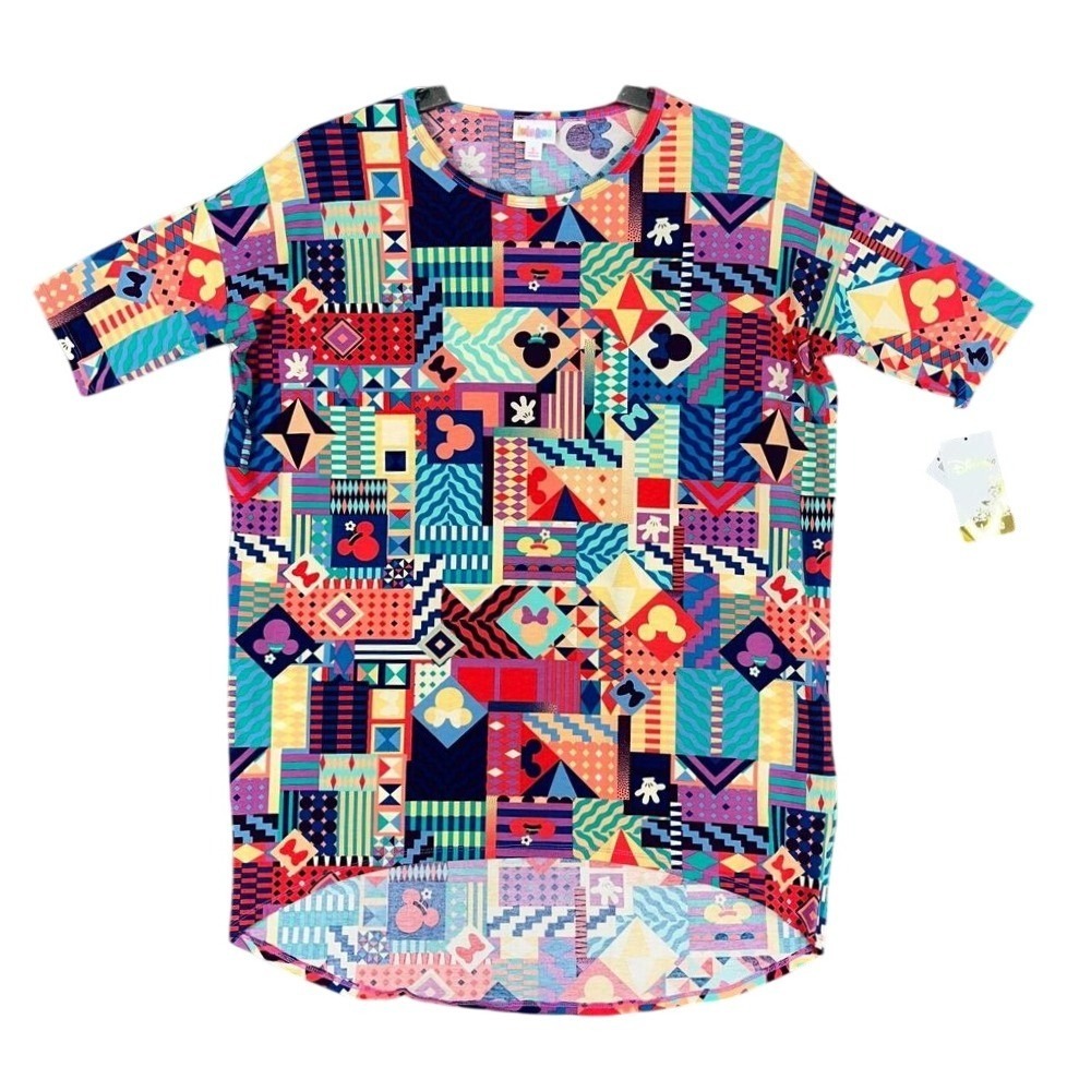 LuLaRoe Disney Shirt Womens S Mickey Mouse Geometric Tunic Bright Colorful‎